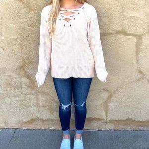 Umgee Chenille Sweater Soft Ribbed Ivory Knit Top